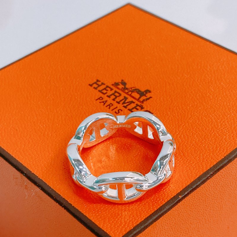 MS0387 Hermes 愛馬仕 豬鼻子 小號 銀戒指 / 介指   Chaine d'ancre Enchainee Ring Small Model Silver 925 Size 54-6