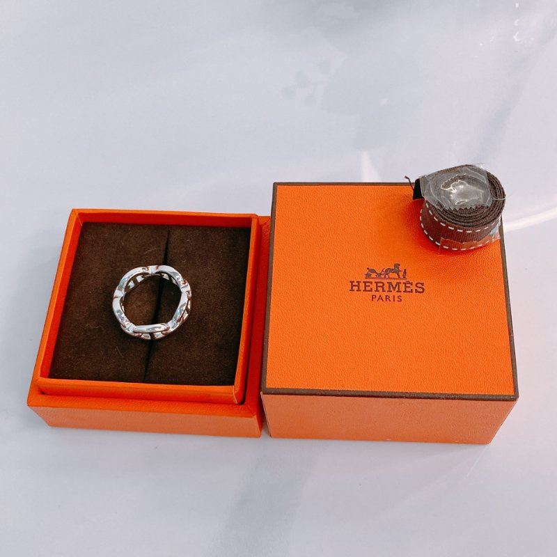 MS0387 Hermes 愛馬仕 豬鼻子 小號 銀戒指 / 介指   Chaine d'ancre Enchainee Ring Small Model Silver 925 Size 54-7