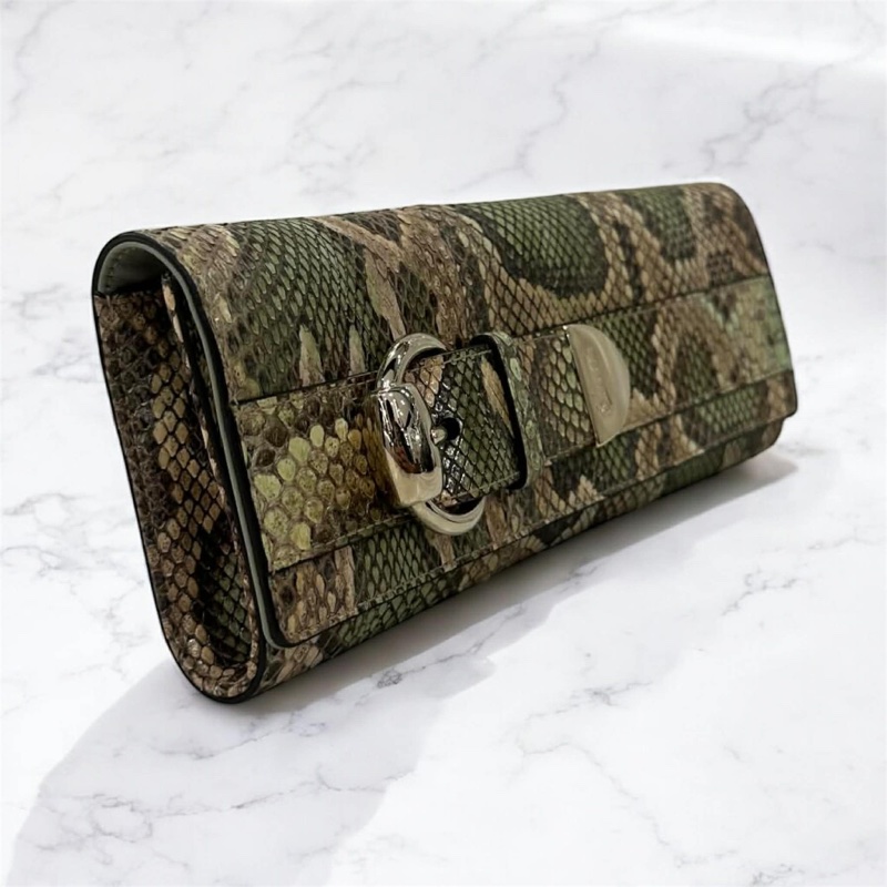 GUCCI 蟒蛇皮馬銜釦頭手拿包-1