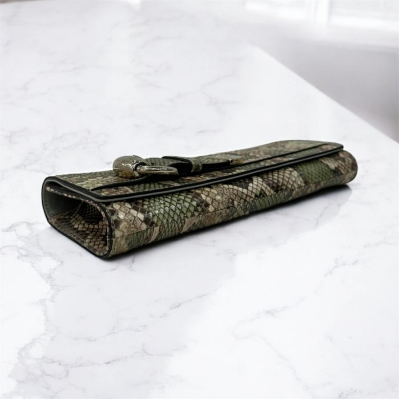 GUCCI 蟒蛇皮馬銜釦頭手拿包-3