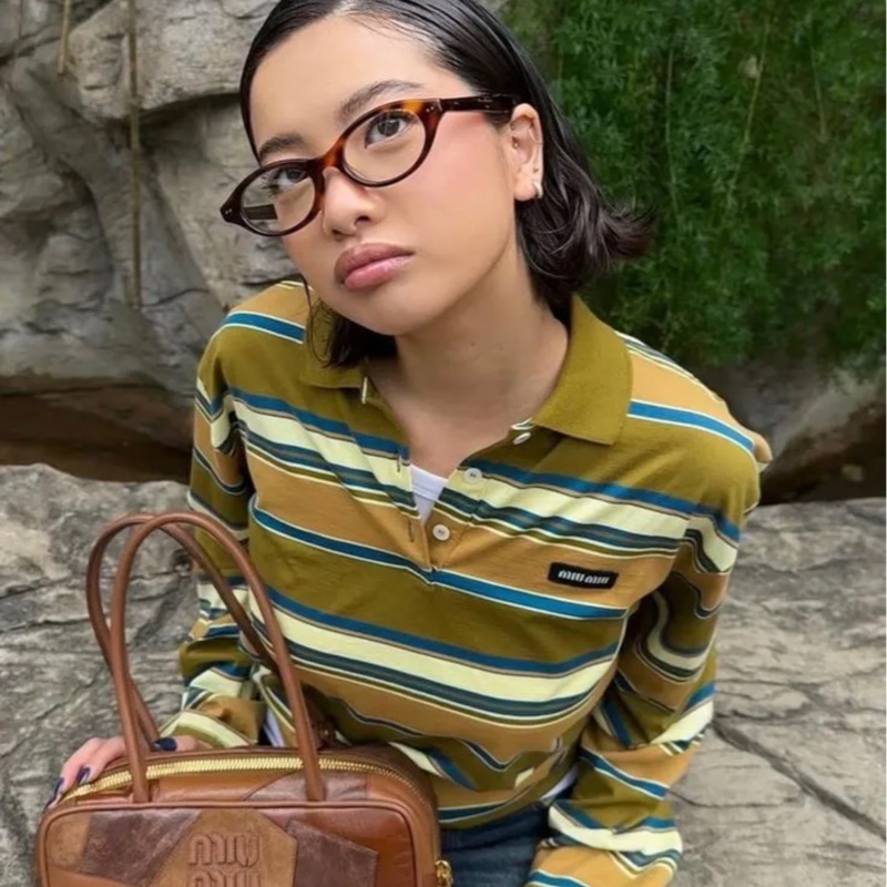 促銷品 Miu Miu 小牛皮 拼皮手提包-1