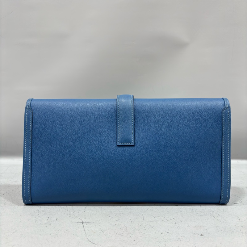 HERMES JIGE ELAN 29 SWFIT 藍色全皮 手抓包 手拿包 晚宴包 麻將包 銀行包 收租包-1