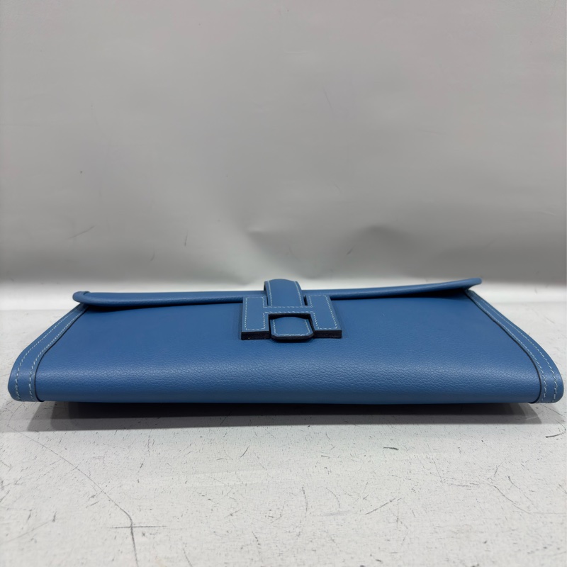 HERMES JIGE ELAN 29 SWFIT 藍色全皮 手抓包 手拿包 晚宴包 麻將包 銀行包 收租包-4