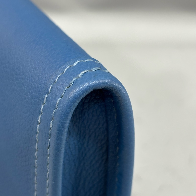 HERMES JIGE ELAN 29 SWFIT 藍色全皮 手抓包 手拿包 晚宴包 麻將包 銀行包 收租包-9