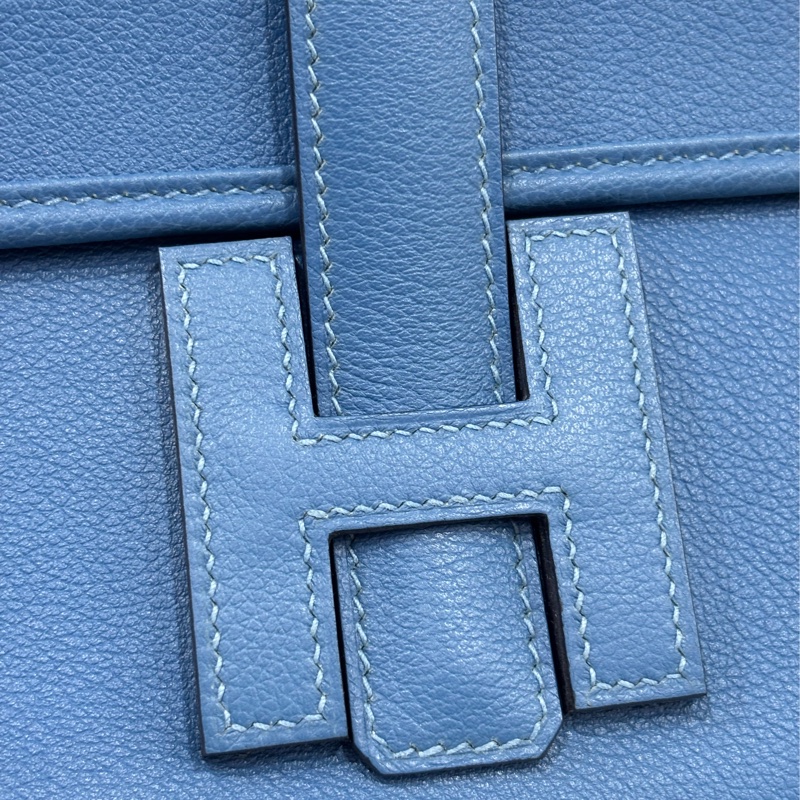 HERMES JIGE ELAN 29 SWFIT 藍色全皮 手抓包 手拿包 晚宴包 麻將包 銀行包 收租包-11