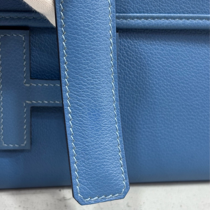 HERMES JIGE ELAN 29 SWFIT 藍色全皮 手抓包 手拿包 晚宴包 麻將包 銀行包 收租包-12