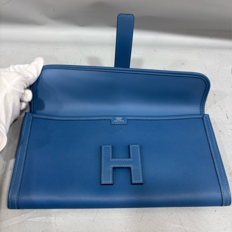 HERMES JIGE ELAN 29 SWFIT 藍色全皮 手抓包 手拿包 晚宴包 麻將包 銀行包 收租包-29