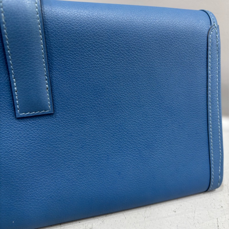 HERMES JIGE ELAN 29 SWFIT 藍色全皮 手抓包 手拿包 晚宴包 麻將包 銀行包 收租包-32