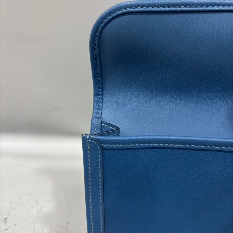HERMES JIGE ELAN 29 SWFIT 藍色全皮 手抓包 手拿包 晚宴包 麻將包 銀行包 收租包-39