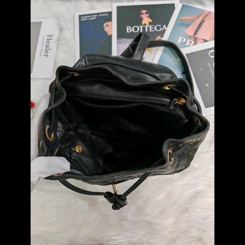 Chanel DUMA 雙肩包 黑色 菱格纹 荔枝牛皮 金扣 無鐳射標-3