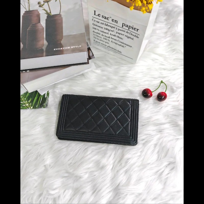 Chanel Boy Wallet Lambskin Gold Hardware-3