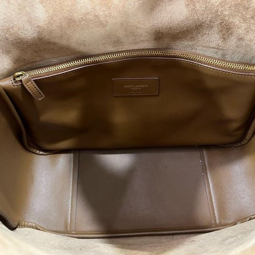 ㊣東區正精品㊣SAINT LAURENT LE 5 À 7 Hobo 焦糖色金棕色全皮金字 LOGO直式單把肩背包 RZ6045-2