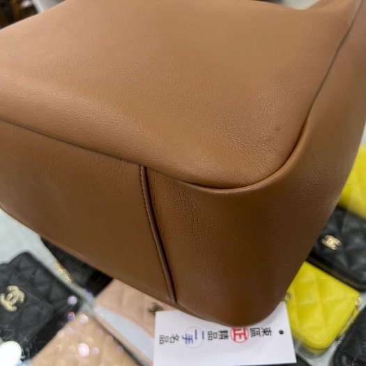 ㊣東區正精品㊣SAINT LAURENT LE 5 À 7 Hobo 焦糖色金棕色全皮金字 LOGO直式單把肩背包 RZ6045-6