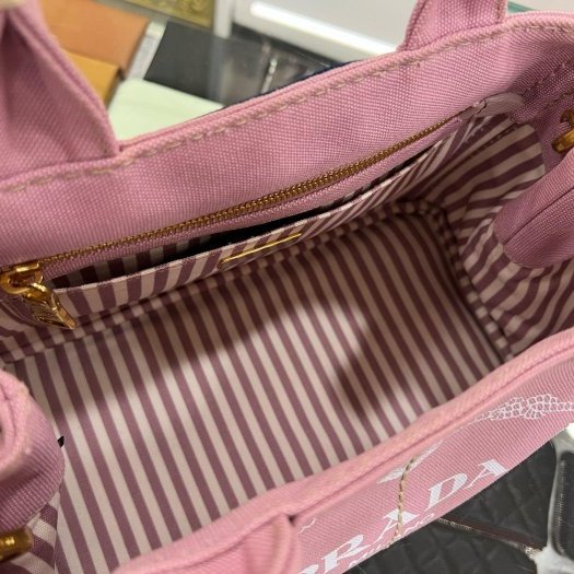 東區正精品㊣PRADA 1BG439 Canapa 2way 粉紅色三角牌尼龍帆布手提包斜背包 RZ6046-2