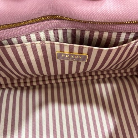 東區正精品㊣PRADA 1BG439 Canapa 2way 粉紅色三角牌尼龍帆布手提包斜背包 RZ6046-3