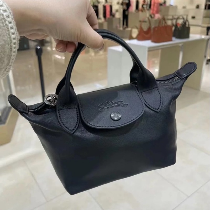 Longchamp Le Pliage Xtra #XS 小牛皮 迷你 斜挎/手提包 黑色干邑色-0