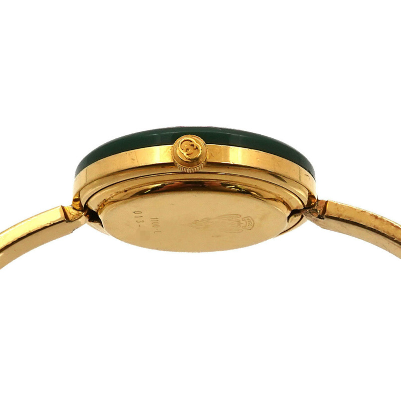 Gucci 1100-L 女士手鐲腕錶,白色石英錶,附可更換錶圈-5