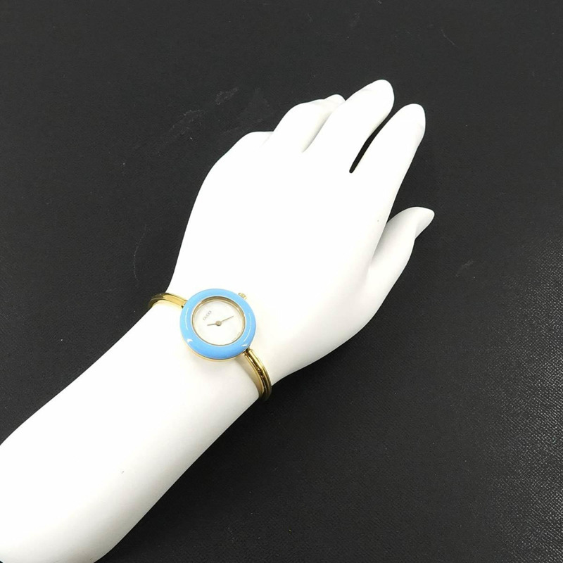 Gucci 11/12.2 手鐲腕錶,女士,白色石英錶,可更換錶圈-3