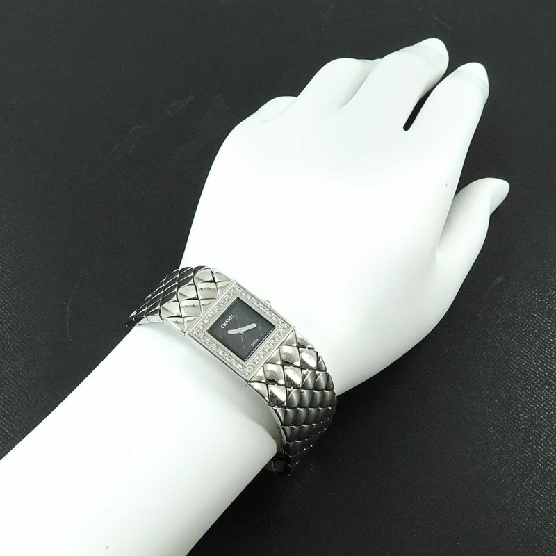 香奈兒 (CHANEL) Matelasse H0489 鑲鑽錶圈女士腕錶,黑色石英機芯-3