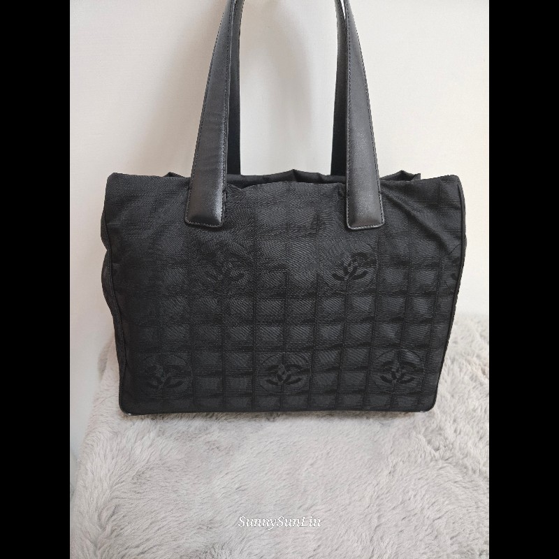 香奈兒 Chanel 黑色 尼龍布 購物包 肩背包 托特包-3