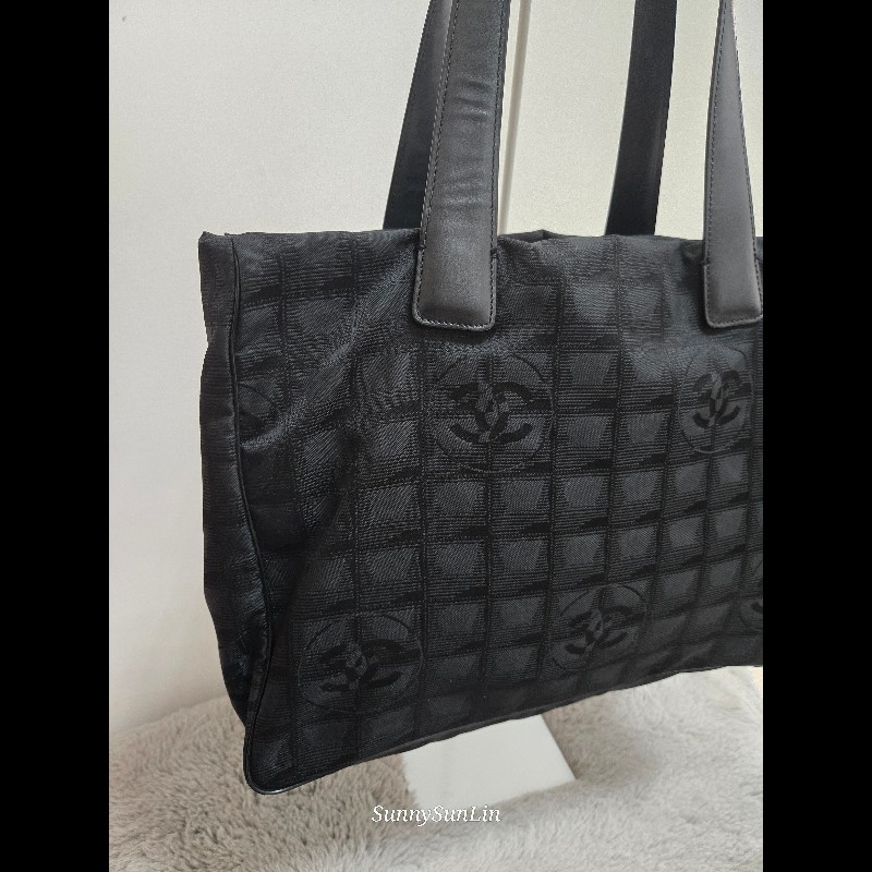 香奈兒 Chanel 黑色 尼龍布 購物包 肩背包 托特包-5