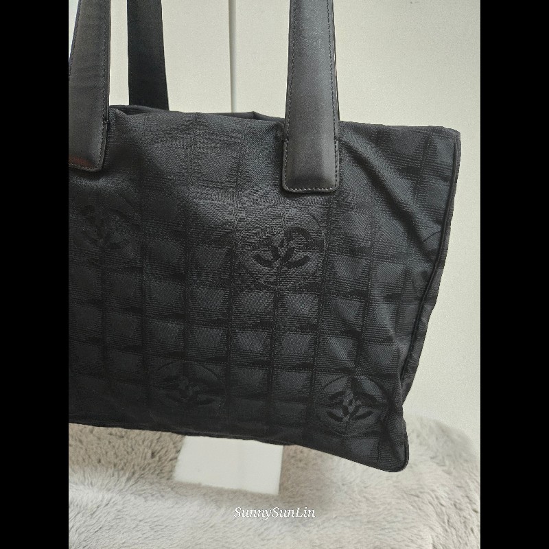 香奈兒 Chanel 黑色 尼龍布 購物包 肩背包 托特包-6