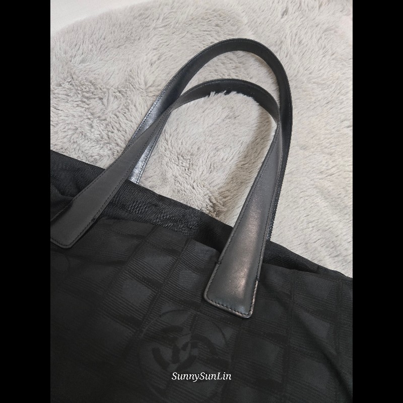 香奈兒 Chanel 黑色 尼龍布 購物包 肩背包 托特包-7