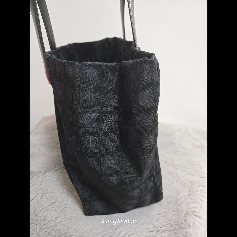 香奈兒 Chanel 黑色 尼龍布 購物包 肩背包 托特包-10