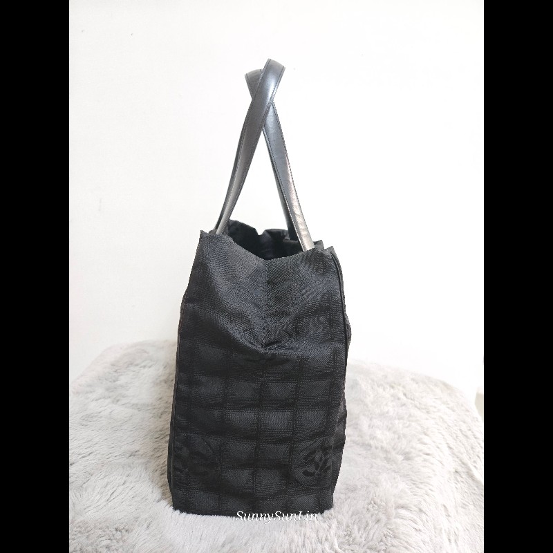香奈兒 Chanel 黑色 尼龍布 購物包 肩背包 托特包-12