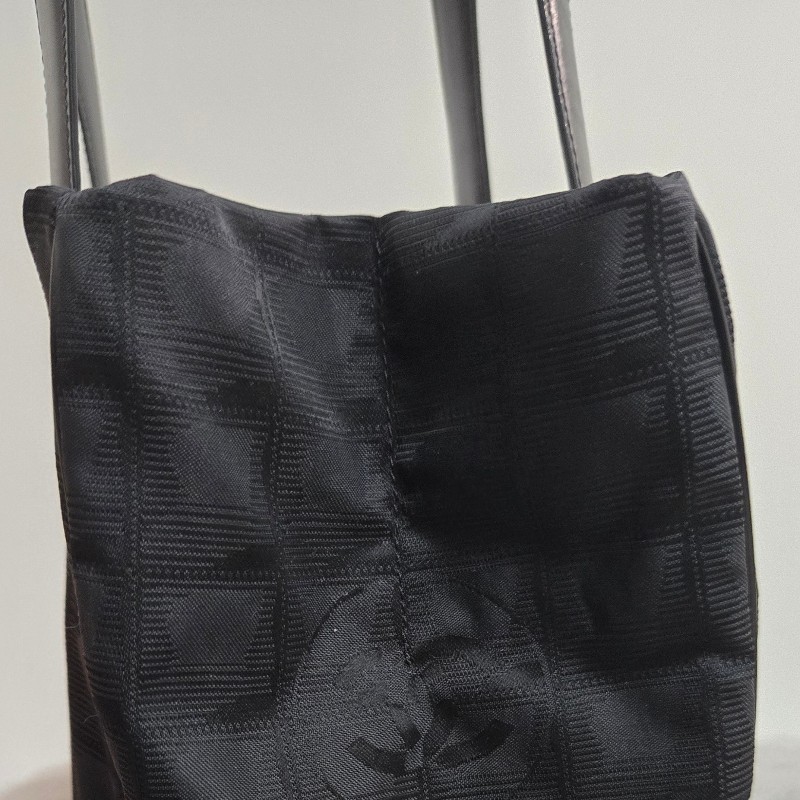 香奈兒 Chanel 黑色 尼龍布 購物包 肩背包 托特包-13