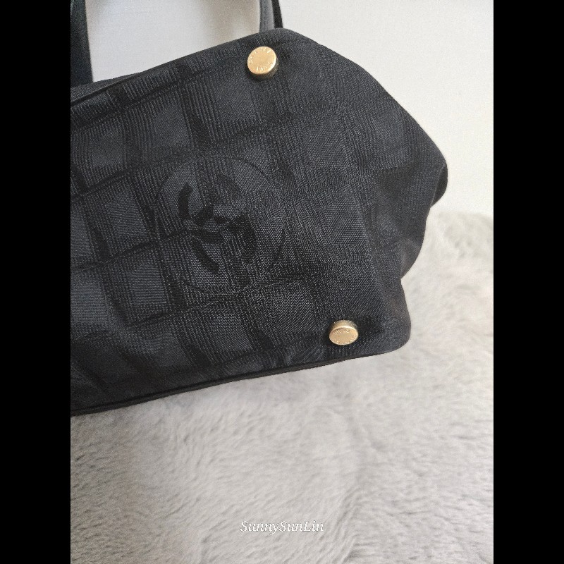 香奈兒 Chanel 黑色 尼龍布 購物包 肩背包 托特包-16