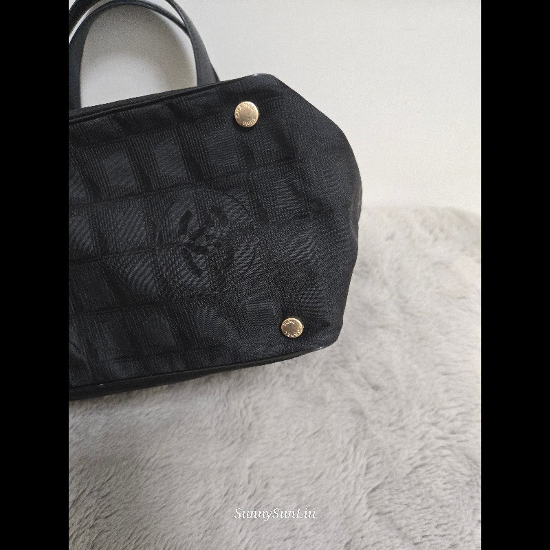 香奈兒 Chanel 黑色 尼龍布 購物包 肩背包 托特包-26