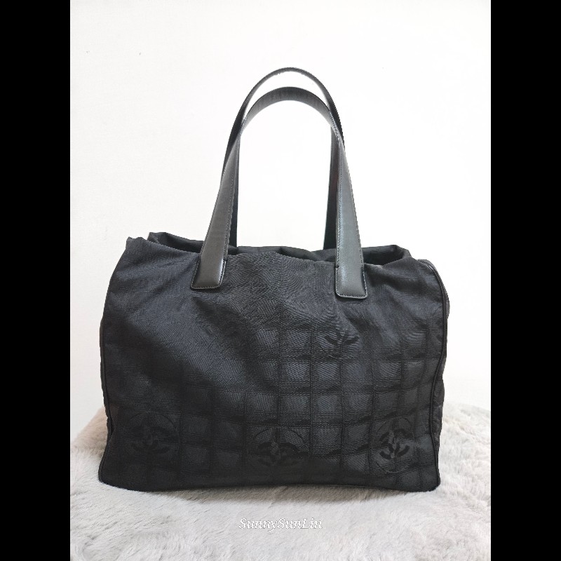 香奈兒 Chanel 黑色 尼龍布 購物包 肩背包 托特包 通勤適合-12