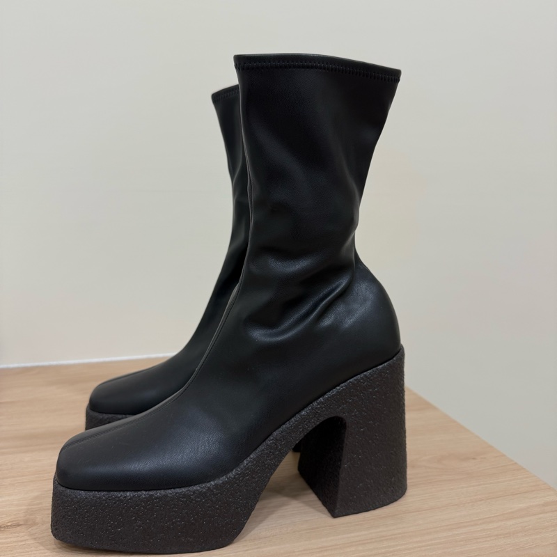 Stella McCartney 厚底粗跟皮革踝靴 39/24.5-1