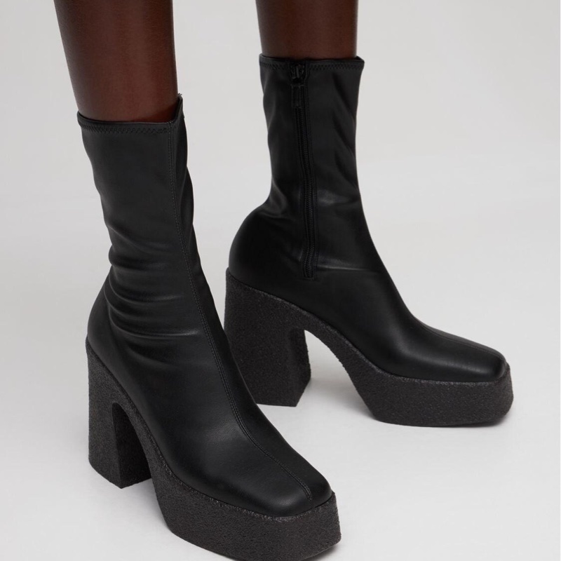 Stella McCartney 厚底粗跟皮革踝靴 39/24.5-7