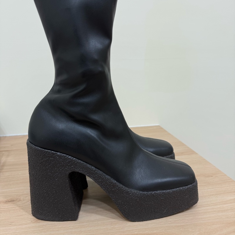 Stella McCartney 厚底粗跟皮革踝靴 39/24.5-8