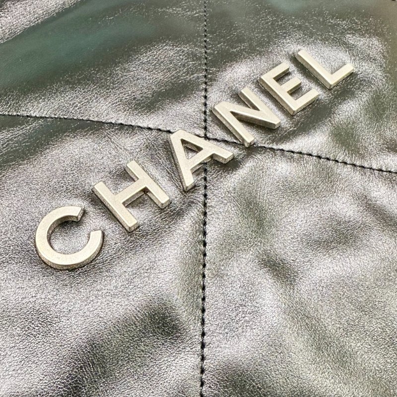 CHANEL - 黑色牛皮銀鏈22 Bag /中號-8