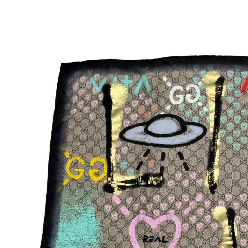 GUCCI - Life is Gucci GG Monogram 印花真絲方巾-1