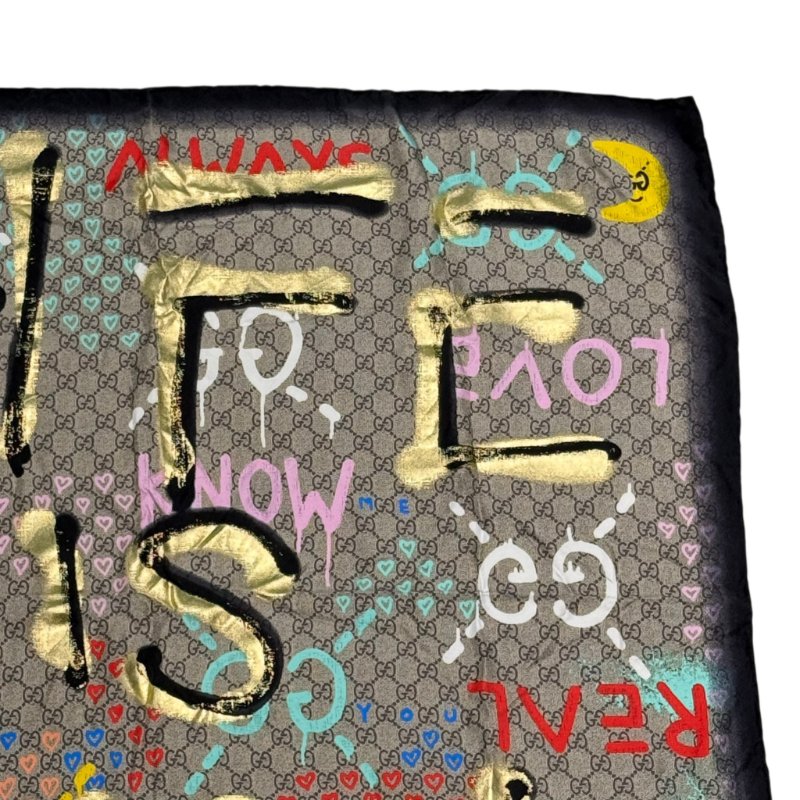 GUCCI - Life is Gucci GG Monogram 印花真絲方巾-2