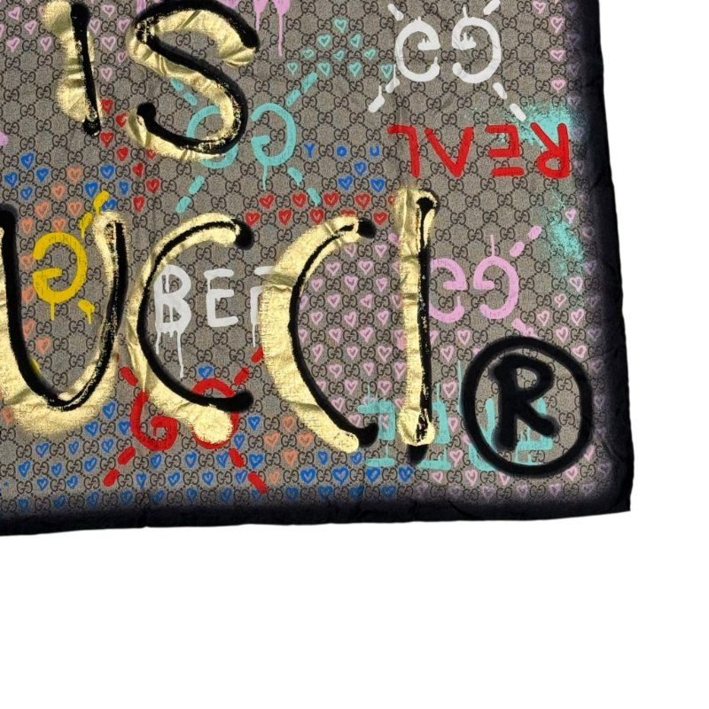 GUCCI - Life is Gucci GG Monogram 印花真絲方巾-3