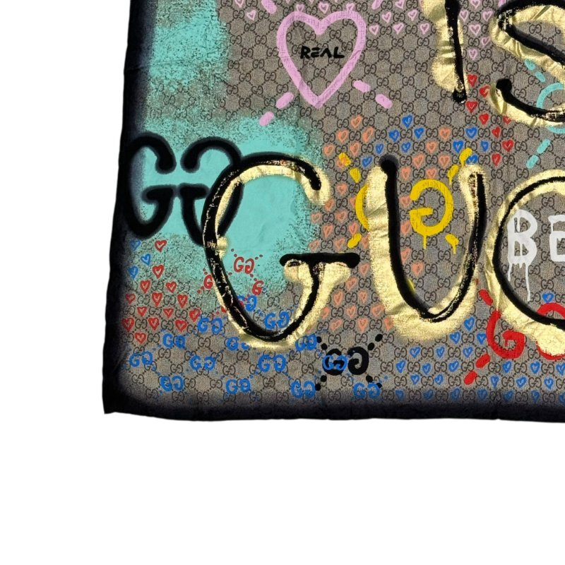 GUCCI - Life is Gucci GG Monogram 印花真絲方巾-4