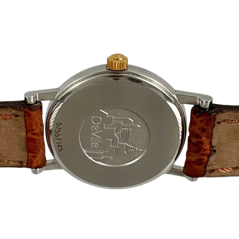 歐米茄碟飛系列女士腕錶，不鏽鋼錶殼，石英機芯，指針式顯示，金色錶盤-4