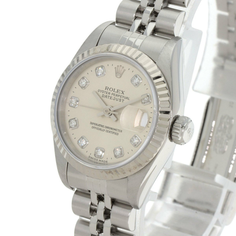 勞力士 69174G Datejust 10P 鑲鑽女錶，精鋼/18K 白金錶殼-2
