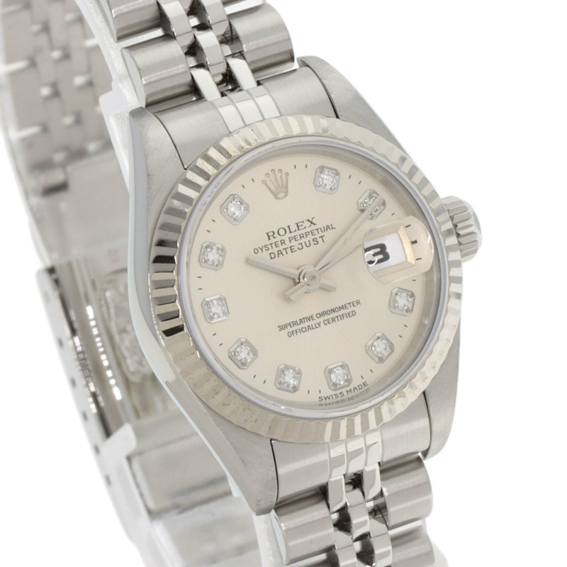勞力士 69174G Datejust 10P 鑲鑽女錶，精鋼/18K 白金錶殼-3