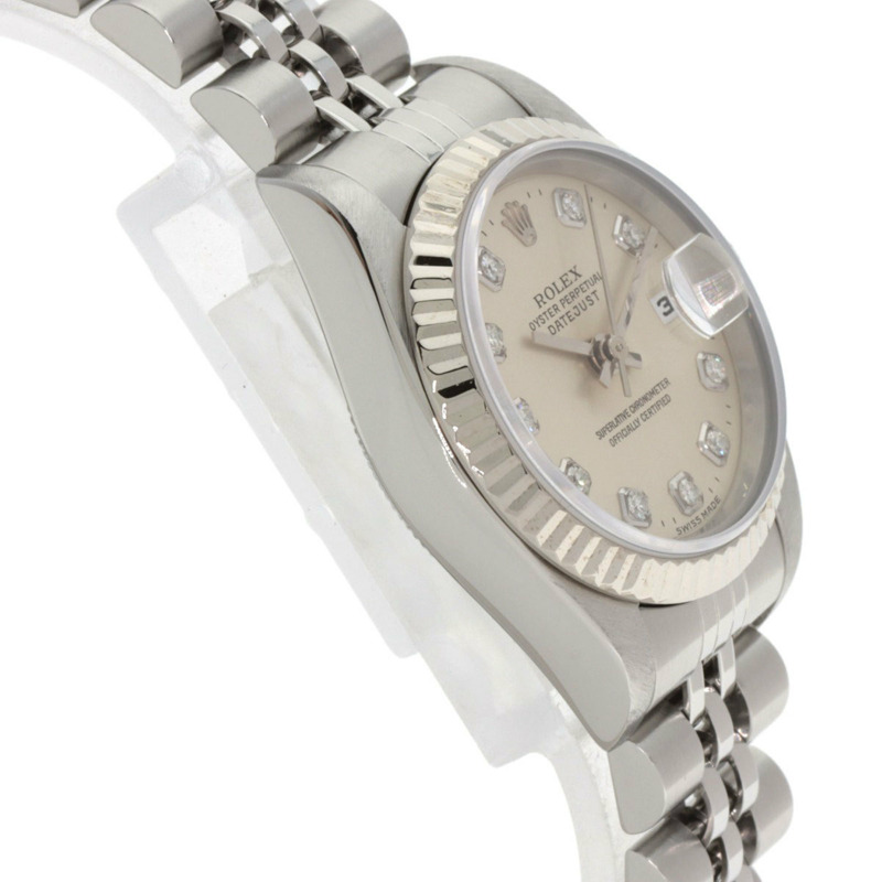 勞力士 69174G Datejust 10P 鑲鑽女錶，精鋼/18K 白金錶殼-5
