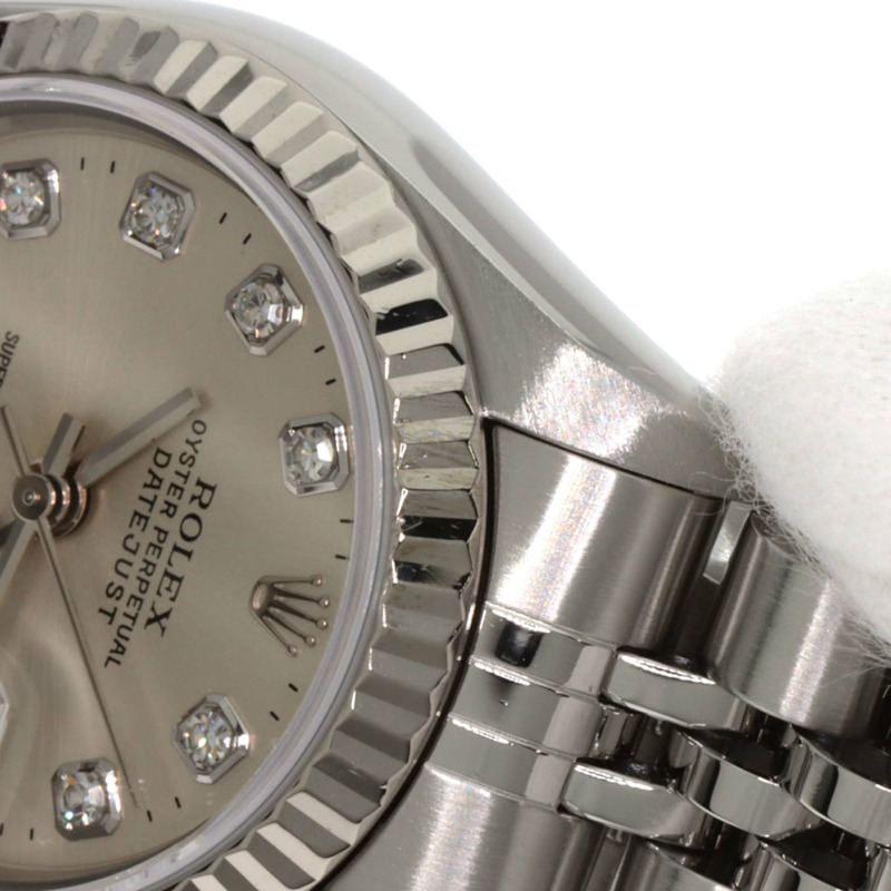 勞力士 69174G Datejust 10P 鑲鑽女錶，精鋼/18K 白金錶殼-15