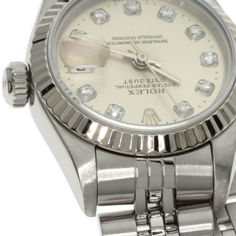 勞力士 69174G Datejust 10P 鑲鑽女錶，精鋼/18K 白金錶殼-18