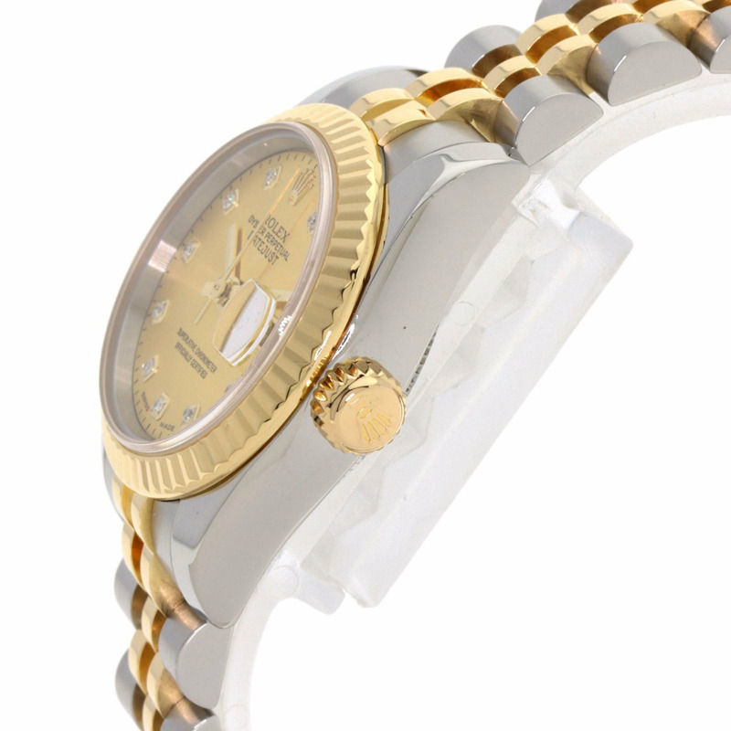 勞力士 179173NG Datejust 10P 鑲鑽腕錶 不鏽鋼 SSx18KYG 18KYG 女士腕錶-4