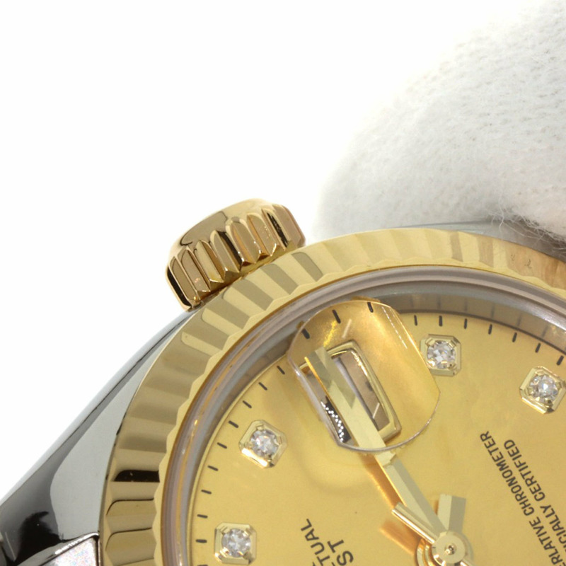 勞力士 179173NG Datejust 10P 鑲鑽腕錶 不鏽鋼 SSx18KYG 18KYG 女士腕錶-9