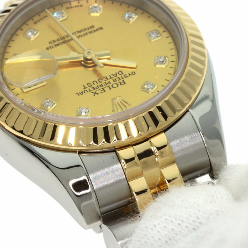 勞力士 179173NG Datejust 10P 鑲鑽腕錶 不鏽鋼 SSx18KYG 18KYG 女士腕錶-17